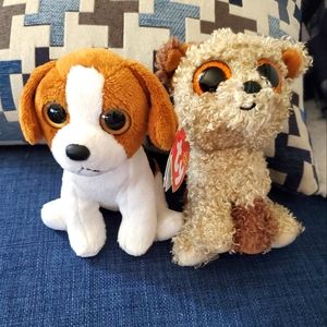 TY Beanie Baby Pups, 6-8" Brown, black & white. Root beer & Banjo